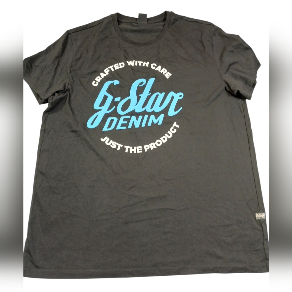 G-Star Black and Blue Short Sleeve Tee with Vintage Graphic